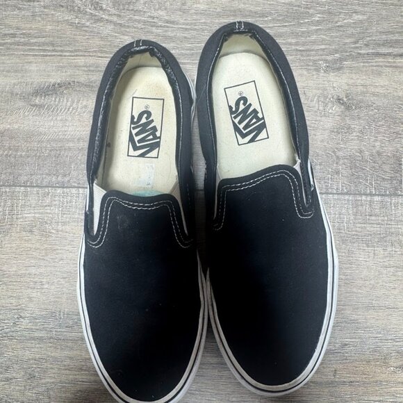 Vans Off The Wall Black Canvas Slip On Sneakers Women's Size 8 - Picture 2 of 7